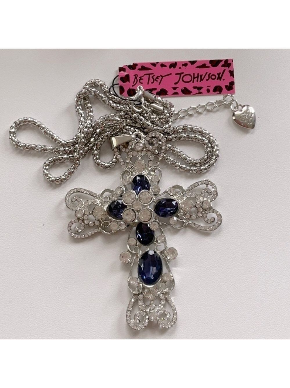 Betsey Johnson Silver Crystal Necklace
